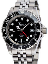 Scratch and Dent - Squale 300 meter Swiss Automatic GMT watch with Luminous Ceramic Bezel, AR Sapphire Crystal #1545GM-CER-BK