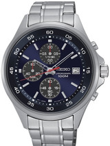 Seiko Blue Dial Chronograph with Sixty-Minute Stopwatch #SKS475