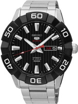 Seiko 45mm Sports 5 Automatic 24-Jewel Watch with Black Dial and Bezel #SRPA55K1