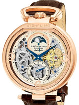 Stuhrling Dual Time Zone Skeleton Automatic Watch with Day