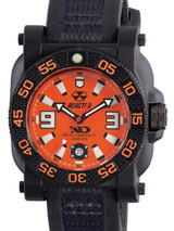 Reactor Gryphon Watch with Never Dark Illumination, Black Nitromid Polymer, Steel Core Case and Rubber Strap #73808