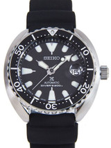 Seiko Baby Turtle Prospex Automatic Dive Watch with Black Dial and Silicone Dive Strap #SRPC37J1