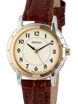 Seiko Two-Tone Women's Solar Dress Watch with Easy to Read Black Hands and Markers #SXGA02