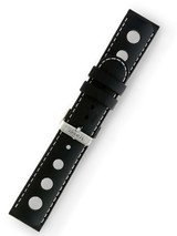 Traser OEM (22mm) Black Rubber Rallye-Style Watch Strap with Red Stitching #traser9