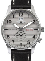 Iron Annie Big Date, Dual Time Pilot Watch with Two Crowns #5640-4