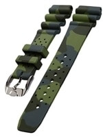 Squale 1521 OEM 20mm Green Camouflage Natural Rubber Dive Watch Strap #1521-GRN-CAMO