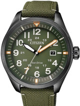 Citizen Military Watch Eco-Drive Green Dial with Green Nylon Strap #AW5005-21Y