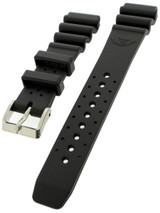 Squale 1521 OEM 20mm Black Natural Rubber Dive Watch Strap #1521-BK
