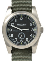Bertucci A-3T Vintage 42 Titanium Watch with Olive Nylon Strap #13300