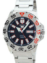 Seiko 43mm Sports 5 Automatic 24-Jewel Watch with Day and Date, Black Dial #SRP485K1