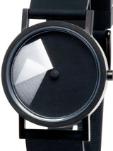 SCRATCH AND DENT - Projects 33mm Black Deja Vu Quartz Watch with Matching Rubber Strap #7287W
