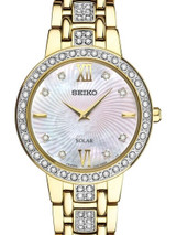 Seiko SUP364 Solar Powered Dress Watch with Mother of Pearl dial