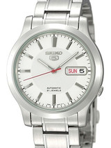 Seiko 5 Automatic White Dial Watch with Stainless Steel Bracelet #SNK789