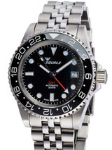 Scratch and Dent - Squale 300 meter Swiss Automatic GMT watch with Luminous Ceramic Bezel, AR Sapphire Crystal #1545GM-CER-BK 2