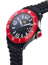 40Nine Black Plastic 46mm Case with Black Silicone Rubber Strap #40NINE02-BLACK-RED 40Nine Black Plastic 46mm Case with Black Silicone Rubber Strap #40NINE02-BLACK-RED