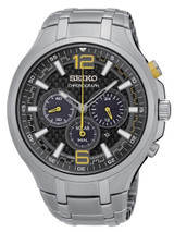 Seiko Core Series Black Carbon-Fiber Dial, Solar Chronograph with 24-Hour Sub-Dial #SSC449