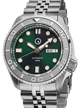 Islander Green Dial Automatic Dive Watch with Bracelet, Double-Domed AR Sapphire Crystal, and Embossed Ceramic Bezel Insert #ISL-44