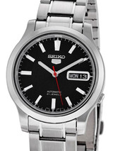 Seiko 5 Automatic Black Dial Watch with Stainless Steel Bracelet #SNK795