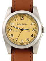 Bertucci A-3T Vintage 42 Titanium Watch with Honey Brown Leather Strap #13307