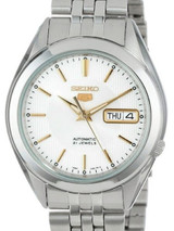 Seiko 5 Automatic White Dial Watch with Stainless Steel Bracelet #SNKL17