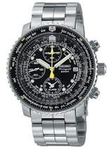 Scratch and Dent - Seiko SNA411P1 Quartz Flightmaster Chronograph Watch plus Alarm Function