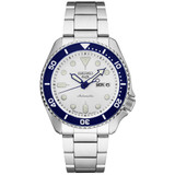 Seiko 5 Sports 24-Jewel Automatic Watch with Textured White Dial and SS Bracelet #SRPG47