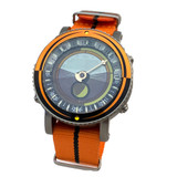 YES V7 Titanium World Time Watch with Orange Accents and Nylong Strap #7S-OO-SS zoom