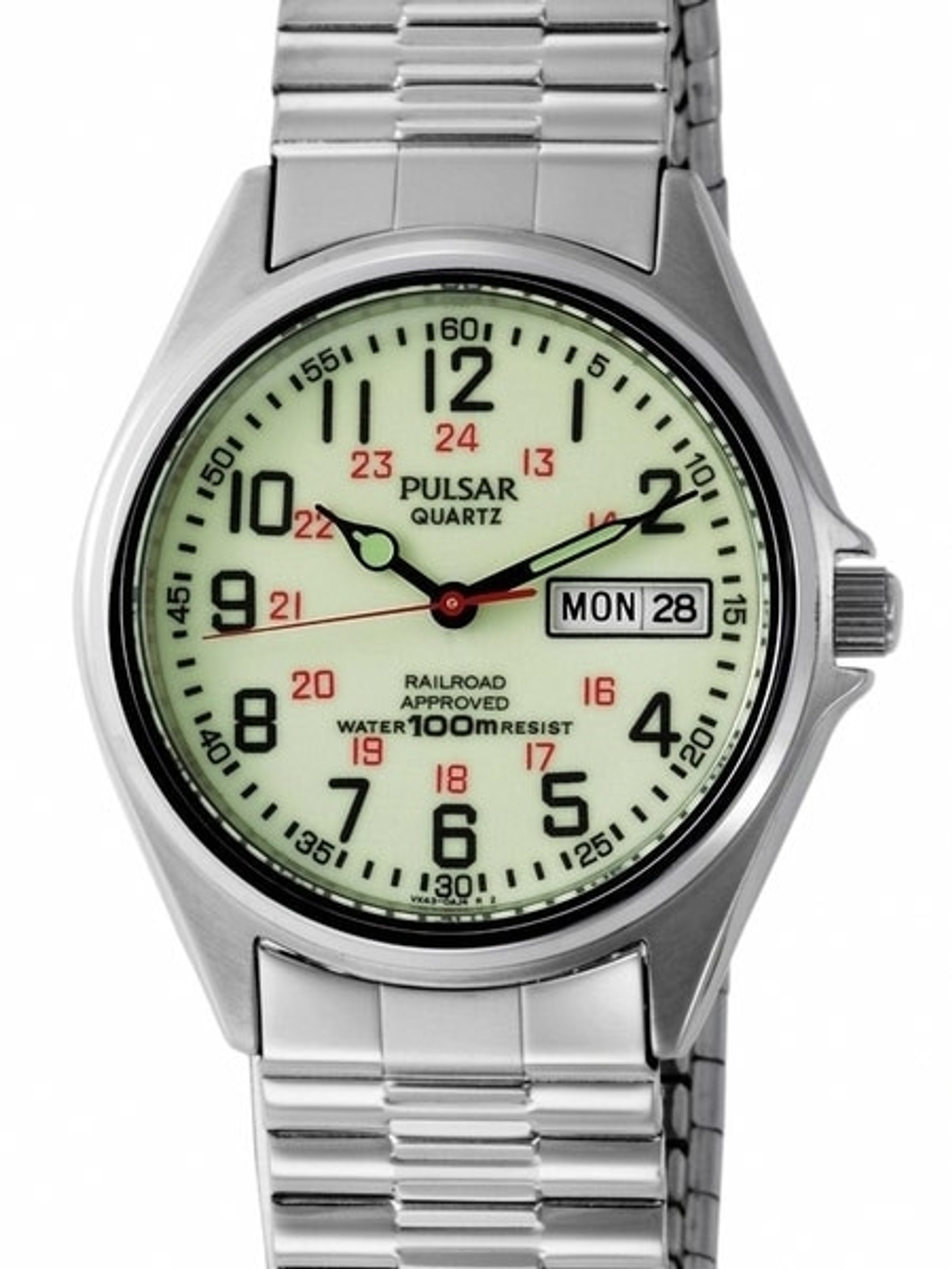 Pulsar Railroad Approved Quartz Watch with 37mm Case, Stainless Steel