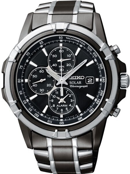 Seiko Solar Powered Chronograph Alarm Watch with 44mm TwoTone