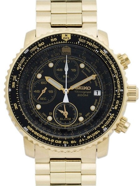 Seiko SNA414 SNA414P SNA414P1 Quartz Flight Chronograph Watch with