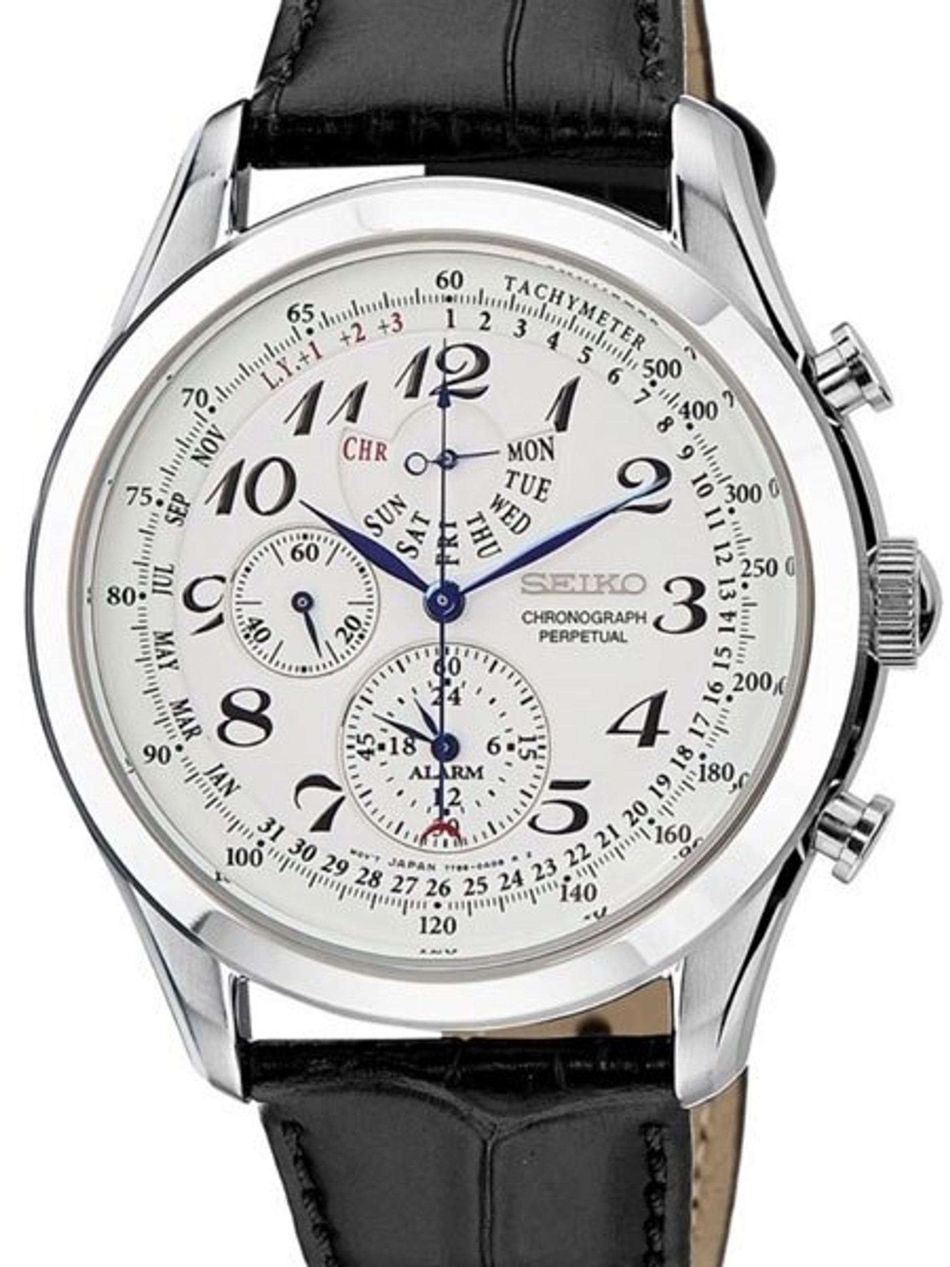 Seiko Chronograph, Alarm Watch with Perpetual Calendar and 44.6mm