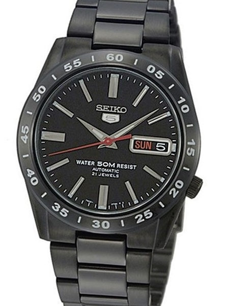 Seiko 5 Automatic Black PVD Watch with a Matching PVD Bracelet SNKE03K1