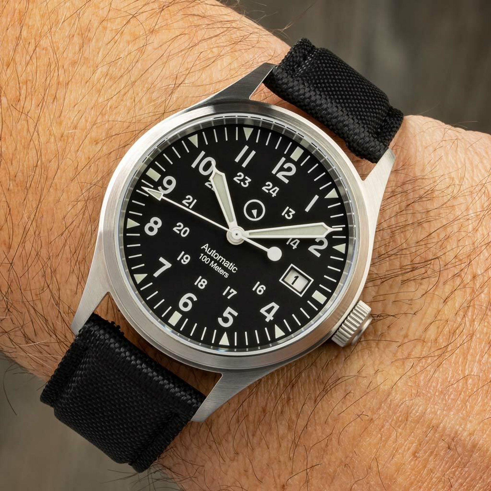 Islander Mitchel Automatic Field Watch with Nylon Weave Strap and an AR