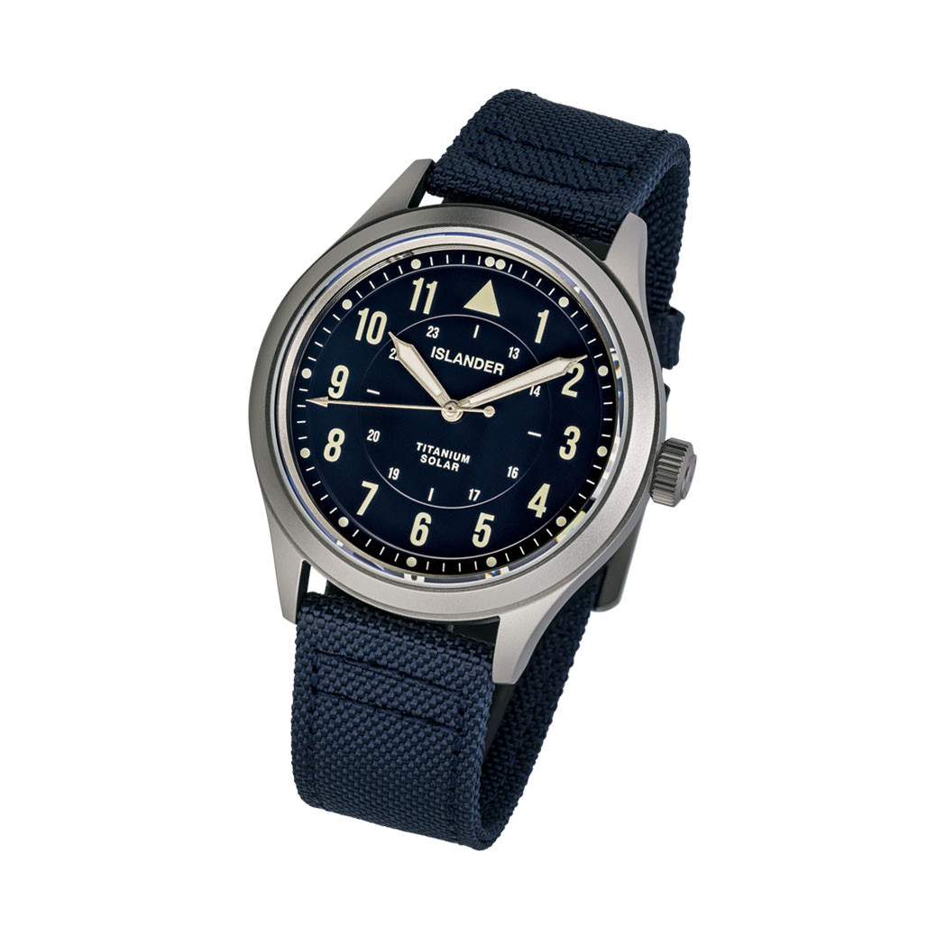 Islander Babylon HV1000 Titanium Solar Field Watch with Blue Dial #ISL-334