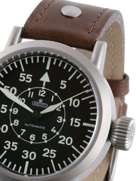 Aristo 3H58A Swiss Automatic Pilot's Watch w/Large Crown and a Sapphire