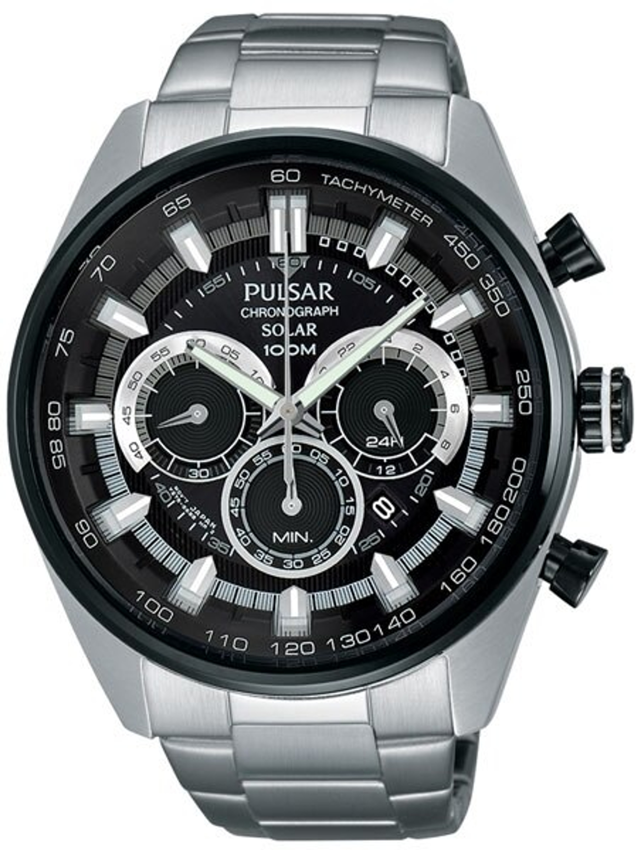 Pulsar Solar Powered Quartz Chronograph Watch with 46mm stainless steel