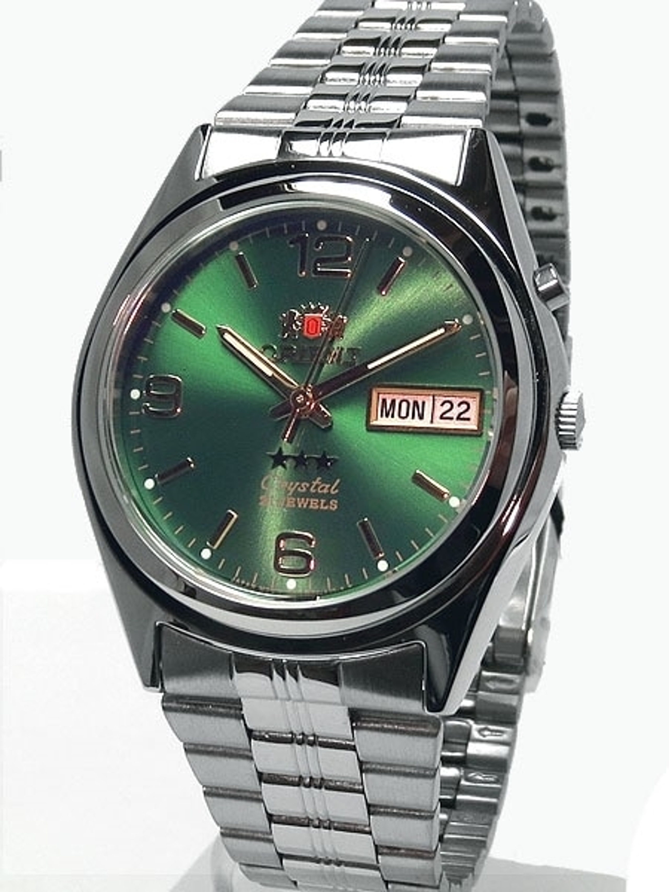 Orient Automatic Watch with Green Dial and Stainless Steel Bracelet 