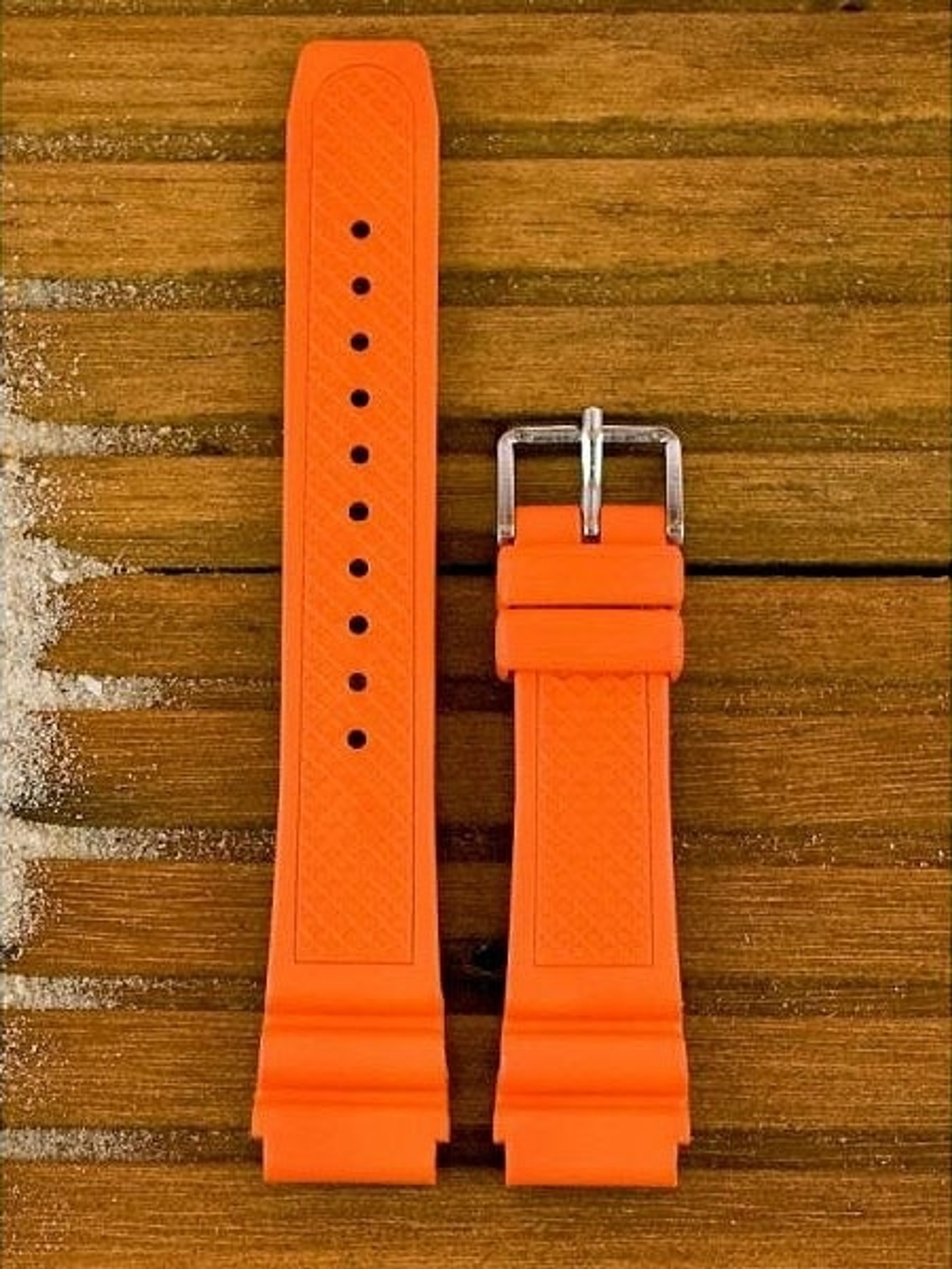 Squale 1521 OEM 20mm Orange Natural Rubber Dive Watch Strap 1521OR