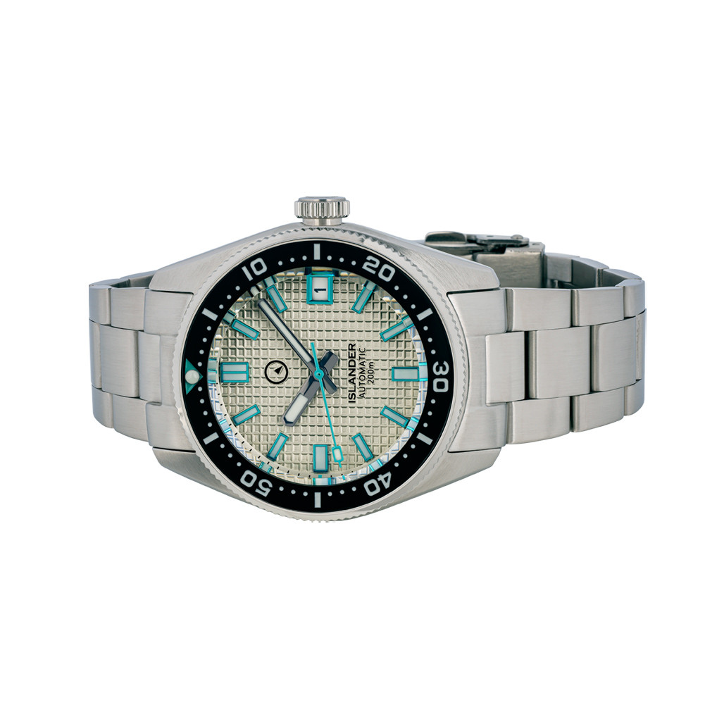 Islander 38mm Automatic Dive Watch with Grey Waffle Dial and Blue