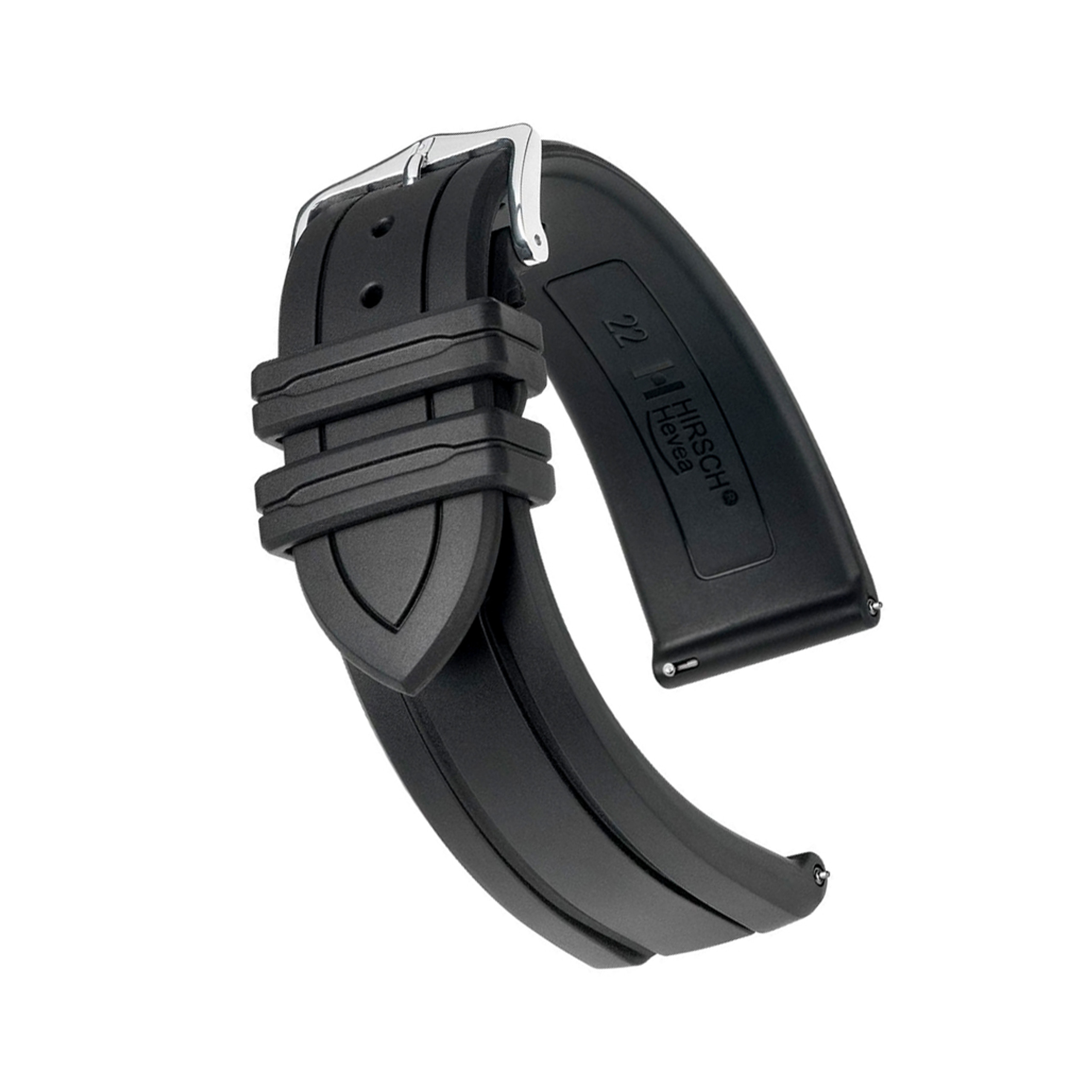 Hirsch Hevea Black Premium Caoutchouc Natural Rubber Watch Strap #404588-50