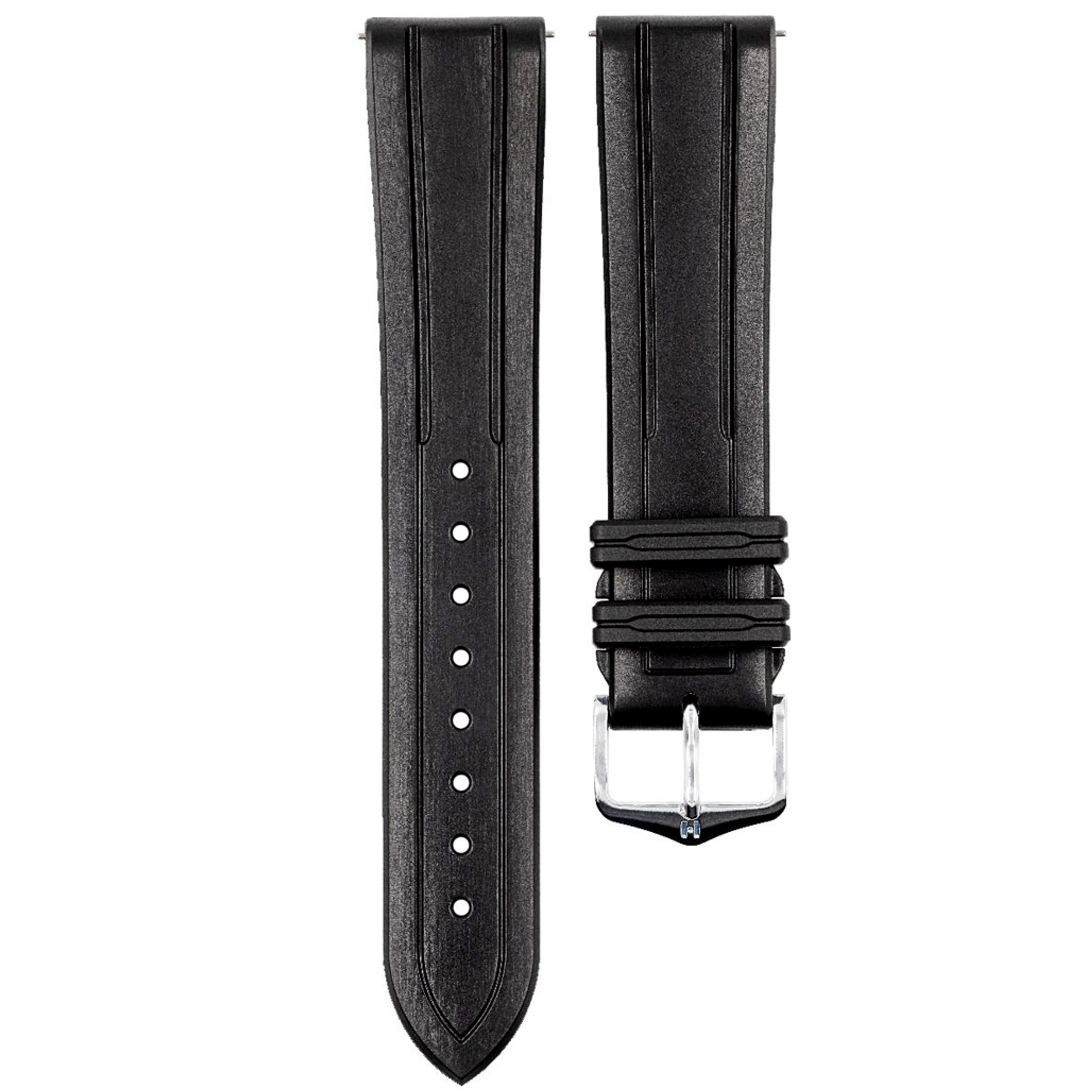 Hirsch Hevea Black Premium Caoutchouc Natural Rubber Watch Strap #404588-50