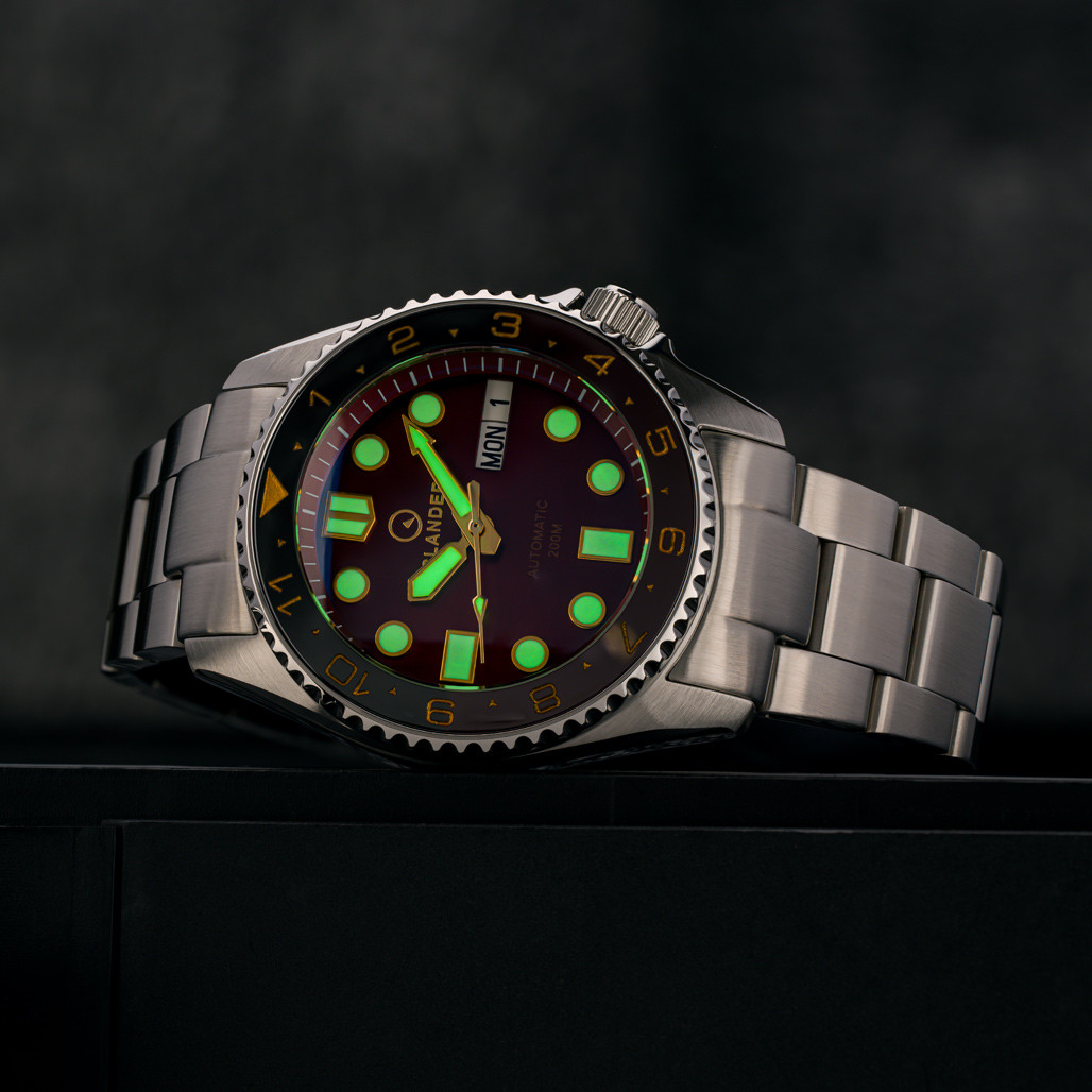 Islander 38mm Automatic "Root Beer" Dual Time Dive Watch ISL152