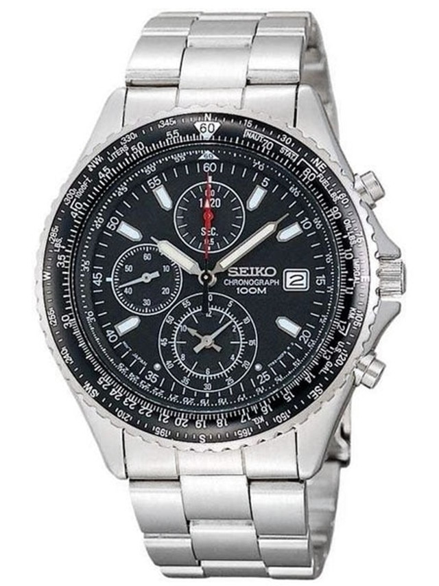 Seiko Flightmaster Quartz Chronograph with Stop-Watch, slide-rule, and ...