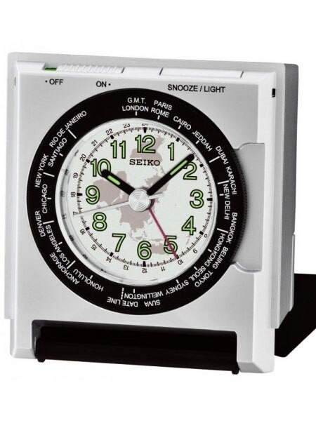 Seiko Travel Alarm Clock with Dial Light and FoldOut Stand QHE116SLH