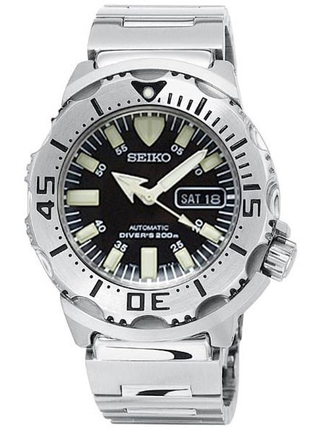 Seiko Black Monster Automatic Dive Watch, Stainless Steel Bracelet # ...