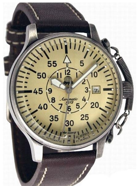 Aeromatic 1912 Automatic Aviator's Watch with Retro Crown