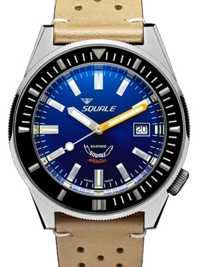Squale Matic 600 meter Professional Swiss Automatic Dive watch with 44mm Polished Case #Matic-Navy-Pol