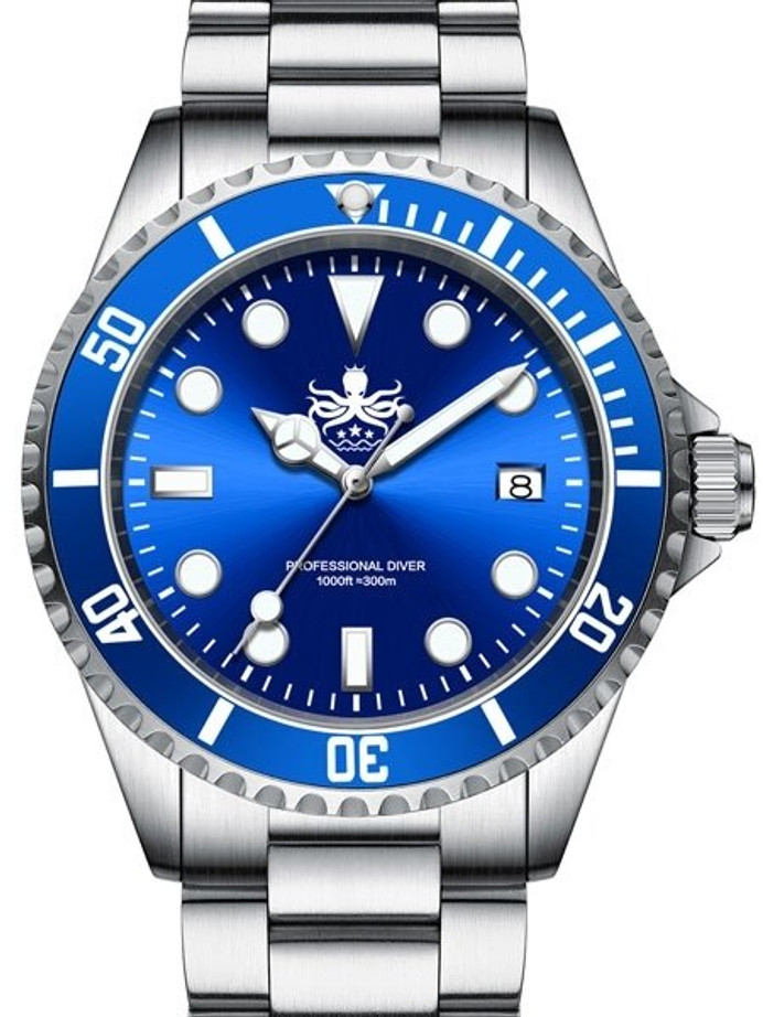 Phoibos 300 meter Swiss Quartz Dive Watch with Sapphire Crystal