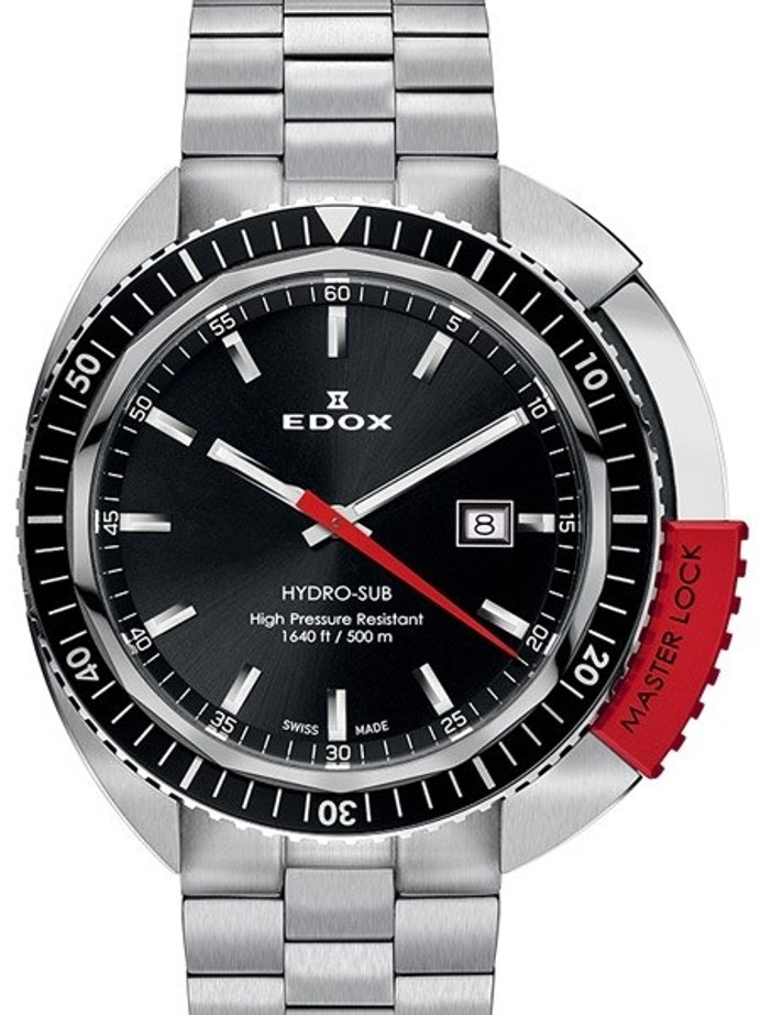 Edox Hydro-Sub Swiss Quartz Dive Watch with Edox MasterLock #53200-3NRM-NIN