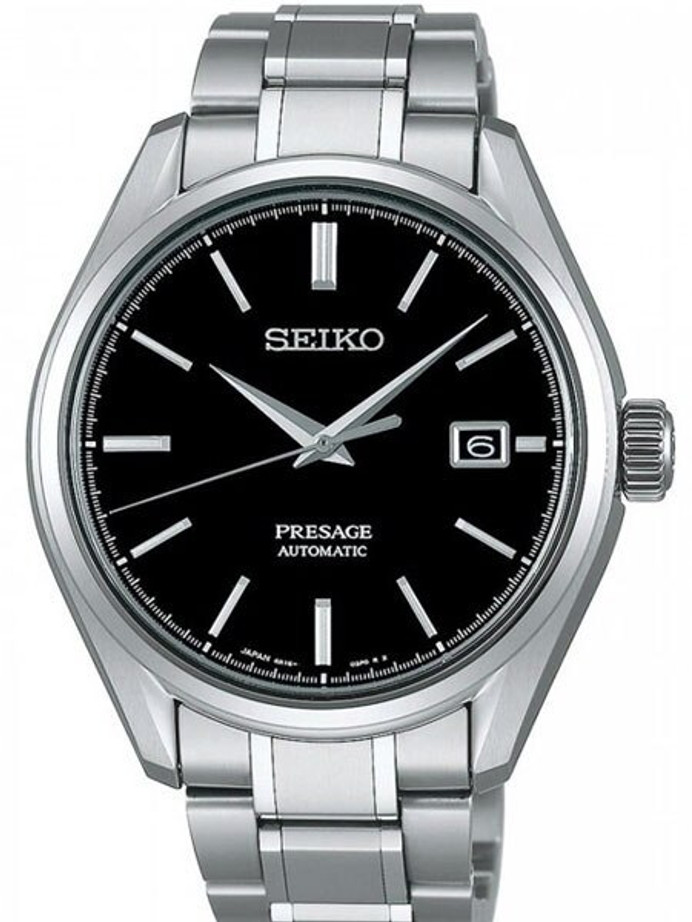 Seiko Presage Black Dial Automatic Dress Watch with 40.8mm